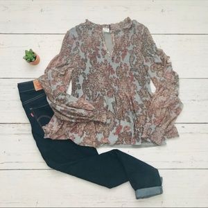 ANTHROPOLOGIE AKEMI + KIN Adria Smocked Top